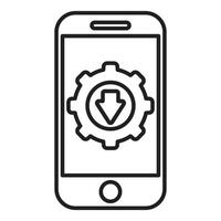 Smartphone showing downloading app with gear icon vector