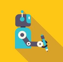 Robot holding pen writing modern technology artificial intelligence automation vector