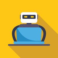 Robot working on laptop, artificial intelligence and automation vector