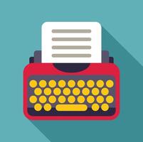Red typewriter printing a blank document on turquoise background vector