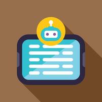 Chatbot sending a message on mobile phone screen using artificial intelligence vector