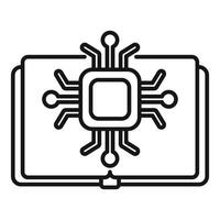 Open book showing microchip, learning about semiconductor technology vector