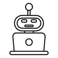 Robot using laptop, artificial intelligence and automation vector