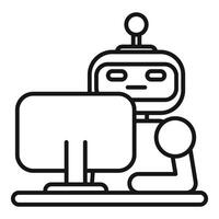 Robot using computer and mouse working remotely from home office vector