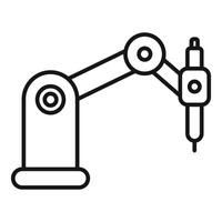 Robotic arm operating a precision tool in a manufacturing process vector