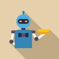 Robot waiter serving food in a restaurant, artificial intelligence and automation in hospitality vector