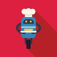 Robot chef delivering food on one wheel, artificial intelligence in the culinary arts vector
