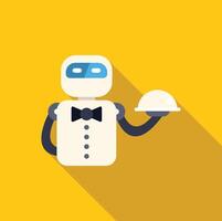 Robot waiter holding a serving tray, symbolizing automation in the restaurant industry vector