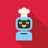 Robot chef wearing chef hat smiling on red background vector