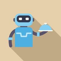 Robot waiter serving food with covered tray in restaurant automation concept vector