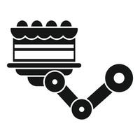 Robotic arm holding cake cart in bakery production line vector