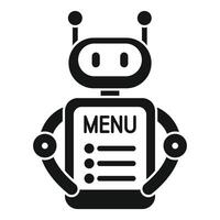Robot showing restaurant menu with options for ordering food vector