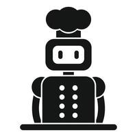 Robot chef wearing chef hat standing behind counter vector