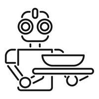 Robot waiter serving food on tray in restaurant automation vector