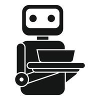 Robot waiter serving food in restaurant automation icon vector