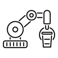 Robotic arm picking up trash, recycling automation icon vector