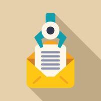 Robotic arm placing letter in envelope, automation in mailing process vector