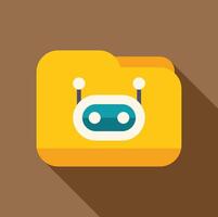 Yellow folder icon with artificial intelligence robot face and antennae vector