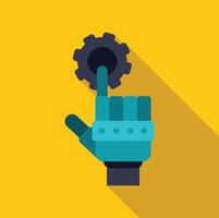Robotic hand touching gear setting in motion process automation vector