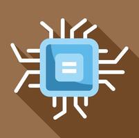 Blue cpu is computing with artificial intelligence on brown background vector