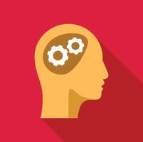 Human head with two interlocking gears working inside, thinking process and ideas generation vector