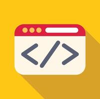 Programming code showing in browser window with yellow background vector