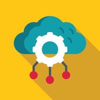 Cloud computing management with gear and connections symbolizing data processing vector