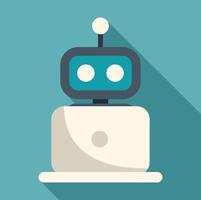 Robot using laptop, artificial intelligence and technology vector
