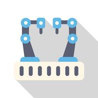 Robotic arms working together in a modern factory production line vector