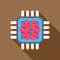 Artificial intelligence chip processing data with human brain inside vector