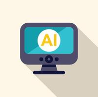 Computer screen showing artificial intelligence logo, ai software and technology vector