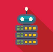 Robot managing server racks, automation and data center efficiency vector