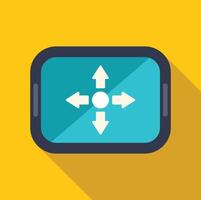 Mobile device showing navigation arrows on yellow background vector