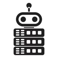 Robot managing data servers, artificial intelligence and cloud computing vector