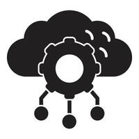 Cloud computing managing data with gear and connections icon vector