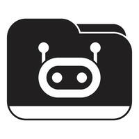 Bot managing files in organized folder icon vector