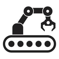 Robotic arm picking up object on assembly line in a manufacturing plant vector
