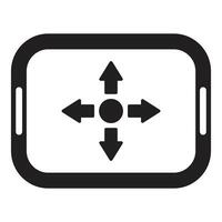 Mobile device showing four directional arrows for navigation vector