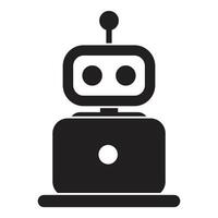 Robot controlling laptop representing artificial intelligence and automation vector