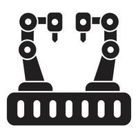 Robotic arms operating in a production line performing tasks vector