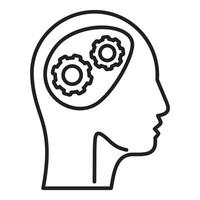 Human head with gears rotating, showing thinking process vector