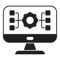 Computer screen showing data processing and management system vector