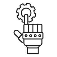 Robotic hand touching gear, artificial intelligence and automation vector