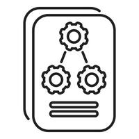 Digital document showing interconnected gears symbolizing workflow management vector