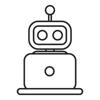 Robot operating laptop, embracing the future of technology vector