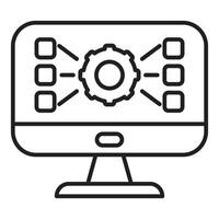 Processing data on computer, gear and boxes representing processing operation vector