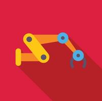 Robotic arm picking up object on red background vector