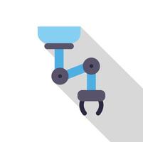 Robotic arm picking up object with claw and long shadow vector