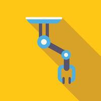 Robotic arm hanging from ceiling, gripping and ready for automation vector