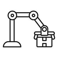 Robotic arm lifting box in automated warehouse logistics vector